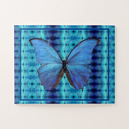 Jigzaag Puzzle Blue Morpho Butterfly Legpuzzel (Horizontaal)