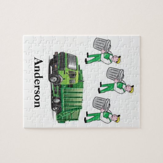 Jigzaag Puzzle Garbage Truck Legpuzzel (Horizontaal)
