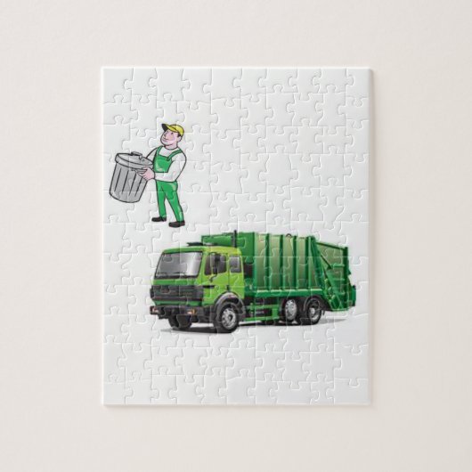 Jigzaag Puzzle Garbage Truck Legpuzzel (Verticaal)
