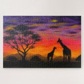 Jigzaag Puzzle - "Giraffe Sunset" Legpuzzel (Horizontaal)
