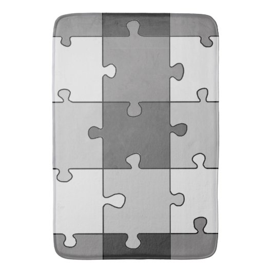 Jigzaag Puzzle Gray Tones Badmat (Voorkant Verticaal)