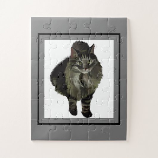 Jigzaag Puzzle Maine Coon Cat Legpuzzel (Verticaal)