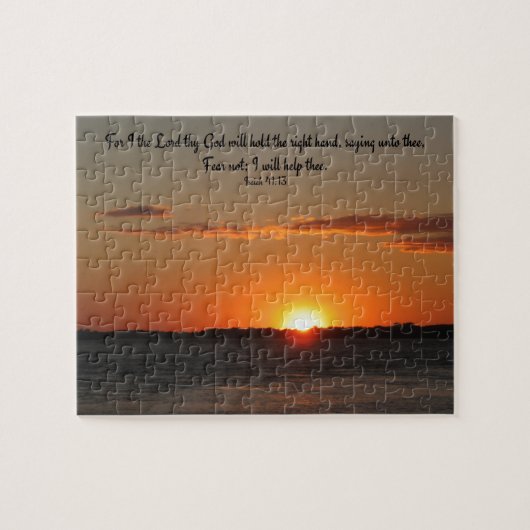 Jigzaag Puzzle met Sunset Photo & Bible Quote Legpuzzel (Horizontaal)