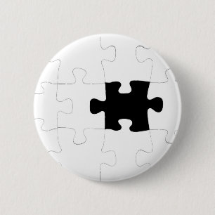 Jigzaag Puzzle met verdwenen stuk Ronde Button 5,7 Cm