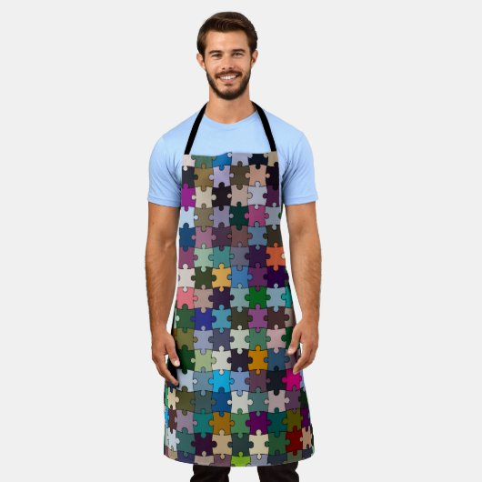 Jigzaag Puzzle Piecks Apron Schort (Gedragen)