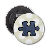 Jigzaag Puzzle, Puzzle Piece, Blue Denim, Jeans Button Flesopener (Voorkant)