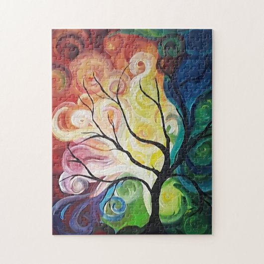 Jigzaag Puzzle Rainbow Tree door JP Denyer Legpuzzel (Verticaal)