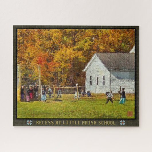 Jigzaag Puzzle Recess van Little Amish School Legpuzzel (Horizontaal)