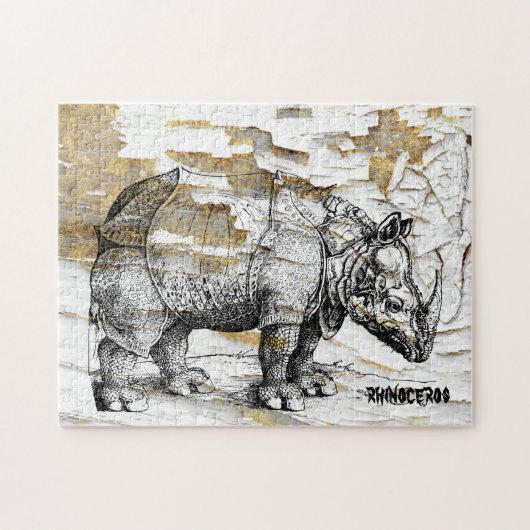 Jigzaag Puzzle Rhinoceros Legpuzzel (Horizontaal)