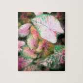 jigzaag puzzle roze en groene bladeren foto kunst legpuzzel (Verticaal)