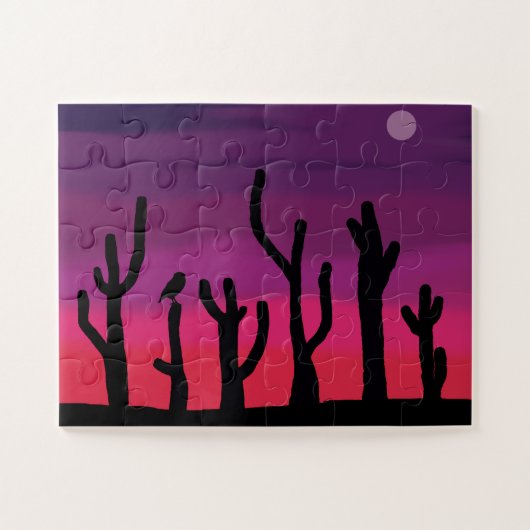 Jigzaag Puzzle Saguaro Sunset Cactus/Owl Legpuzzel (Horizontaal)