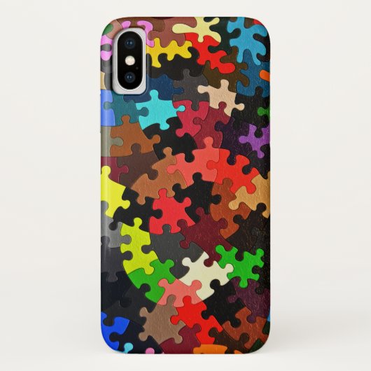 Jigzaag Puzzle-stukken op zwart Case-Mate iPhone Case (Achterkant)