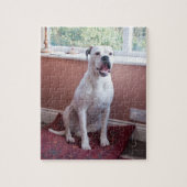 Jigzaag Puzzle: White Boxer Dog Legpuzzel (Verticaal)