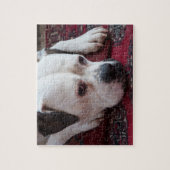 Jigzaag Puzzle: White Boxer Dog Legpuzzel (Verticaal)