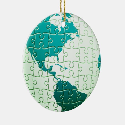 Jigzaag Puzzle World Ornament (Rechts)