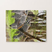 Jigzaag puzzle Zebras door de rivier Legpuzzel (Horizontaal)