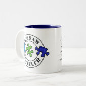 Jigzaag Puzzler duidelijke achtergrond Tweekleurige Koffiemok (Voorkant links)