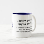 Jigzaag Puzzler duidelijke achtergrond Tweekleurige Koffiemok (Voorkant rechts)