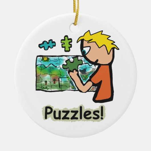 Jigzaag Puzzler Puzzles Keramisch Ornament (Voorkant)