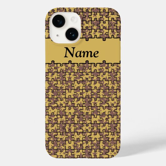 Jigzaag Stars chocolade en geel gepersonaliseerd Case-Mate iPhone Case (Achterkant)