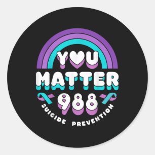 Jij 988 Suïcidepreventie bewustzijn Regenbooglint Ronde Sticker
