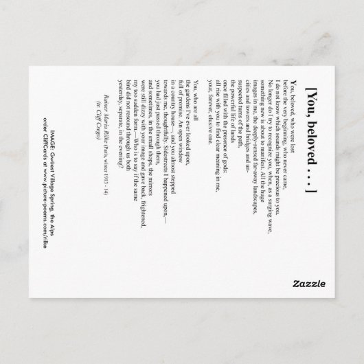 JIJ, BELOVED BRIEFKAART (Achterkant)