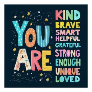 Jij Bent Affirmaties Helder Hand Lettering Perfect Poster