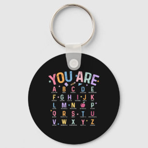 Jij Bent Alfabet Leer Abc's School Geestelijke Gez Sleutelhanger