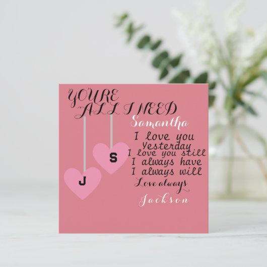 Jij bent alles wat ik nodig heb gepersonaliseerde  (Staand voorkant)