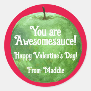 Jij bent Awesomesaus! Appelmoes Valentijnsdag Ronde Sticker