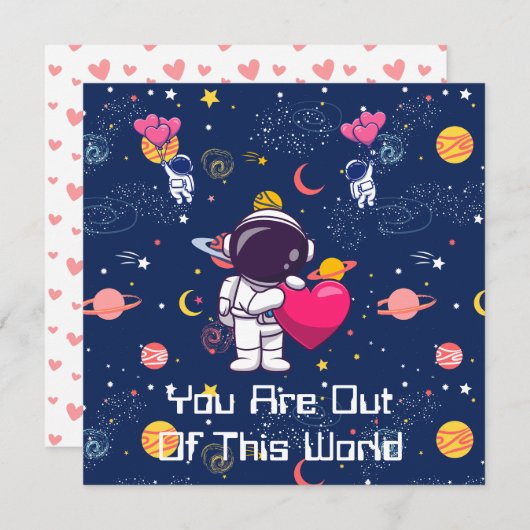 Jij bent buiten deze wereld! - Valentijnsdag met r Feestdagenkaart (Voorkant / Achterkant)