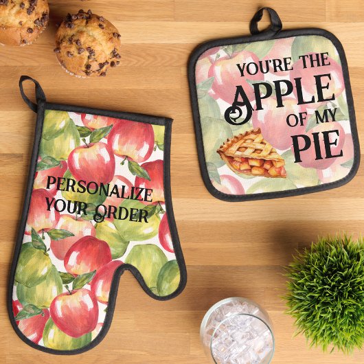 Jij bent de appel van My Pie Waterverf Appels Ovenwant & Pannenlap Set
