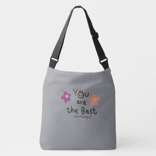 "Jij Bent de Beste Bloemige Grijze Schoudertas S Crossbody Tas