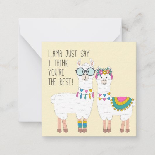 Jij Bent De Beste Llama's Notitiekaartje (Voorkant)