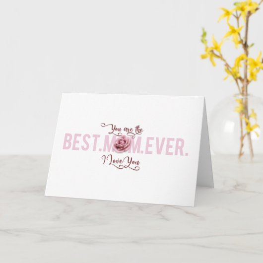 Jij bent de Beste Moeder Ooit Moederdag Roze Roos Kaart (Gele Bloem)