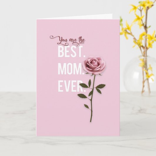Jij bent de Beste Moeder Ooit Moederdag Roze Roos Kaart (Gele Bloem)