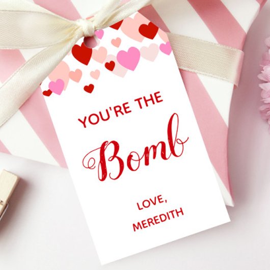 Jij bent de bom Valentijnsdag badbom cadeautag Cadeaulabel