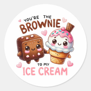 "Jij bent de Brownie van Mijn IJs" Ronde Sticker