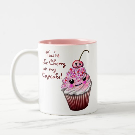 "Jij bent de Cherry op mijn Cupcake!" Mok Kawaii (Links)