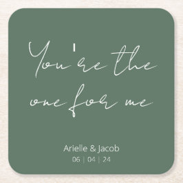 Jij bent de enige olijfgroene & witte cursieve bru kartonnen onderzetters