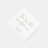 Jij bent de enige witte & olijfgroene cursieve bru servet (Hoek)