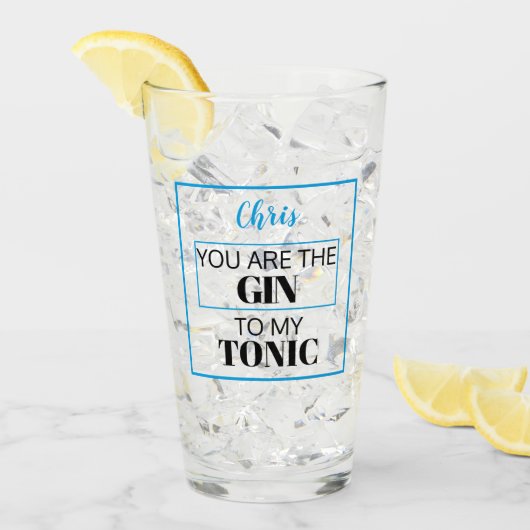 Jij bent de GIN van mijn TONIC. Blauw. Gepersonali Glas (Voorkant ijs)