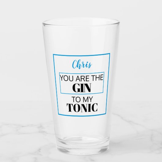 Jij bent de GIN van mijn TONIC. Blauw. Gepersonali Glas (Voorkant)