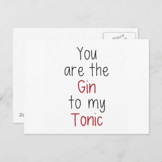 Jij bent de Gin van mijn Tonic Briefkaart (Voorkant / Achterkant)