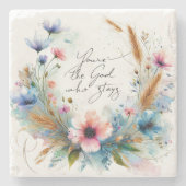 Jij bent de God die blijft, waterverf Bloemen Stenen Onderzetter (Voorkant)