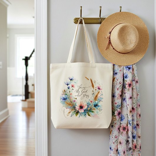 Jij bent de God die blijft, waterverf Bloemen Tote Bag