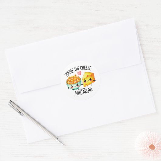 Jij bent de kaas van mijn macaroni ronde sticker (Envelop)