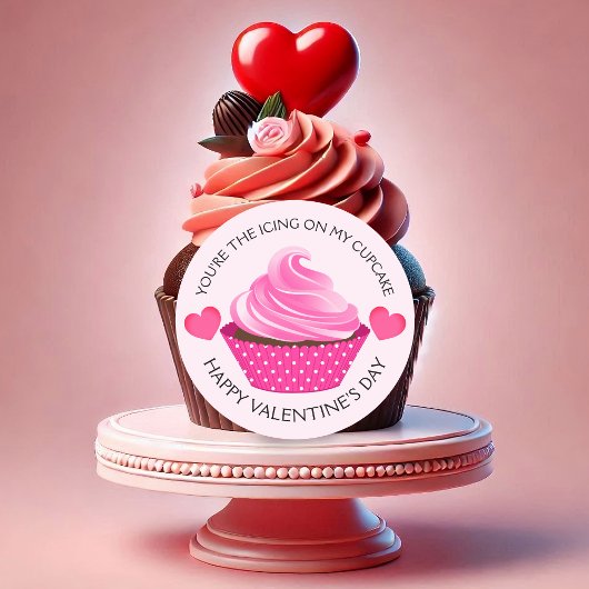 Jij bent de kers gelukkige Valentijnsdag Cupcake Ronde Sticker