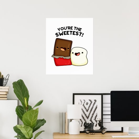 Jij bent de liefste grappigste Marshmallow Pun Poster (Thuiskantoor)