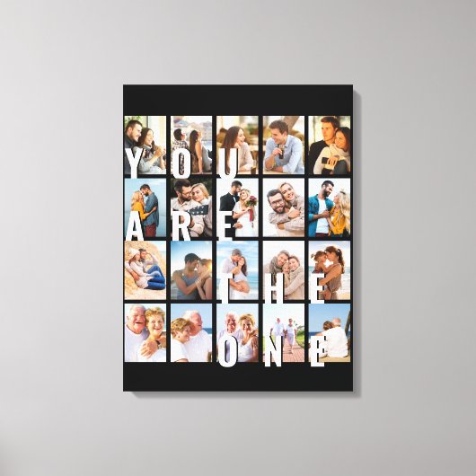 Jij bent de One Romantic 20 Photo Collage Black Canvas Afdruk (Voorkant)
